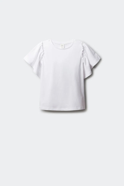 Springfield White Girls Ruffled Short Sleeve T-Shirt SKU: 5283089_96 Image 01