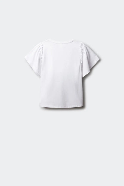 Springfield White Girls Ruffled Short Sleeve T-Shirt SKU: 5283089_96 Image 02
