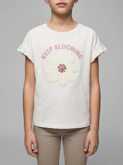 Springfield White Girls Blooming Short Sleeve T-Shirt SKU: 5283090_96 Image 00
