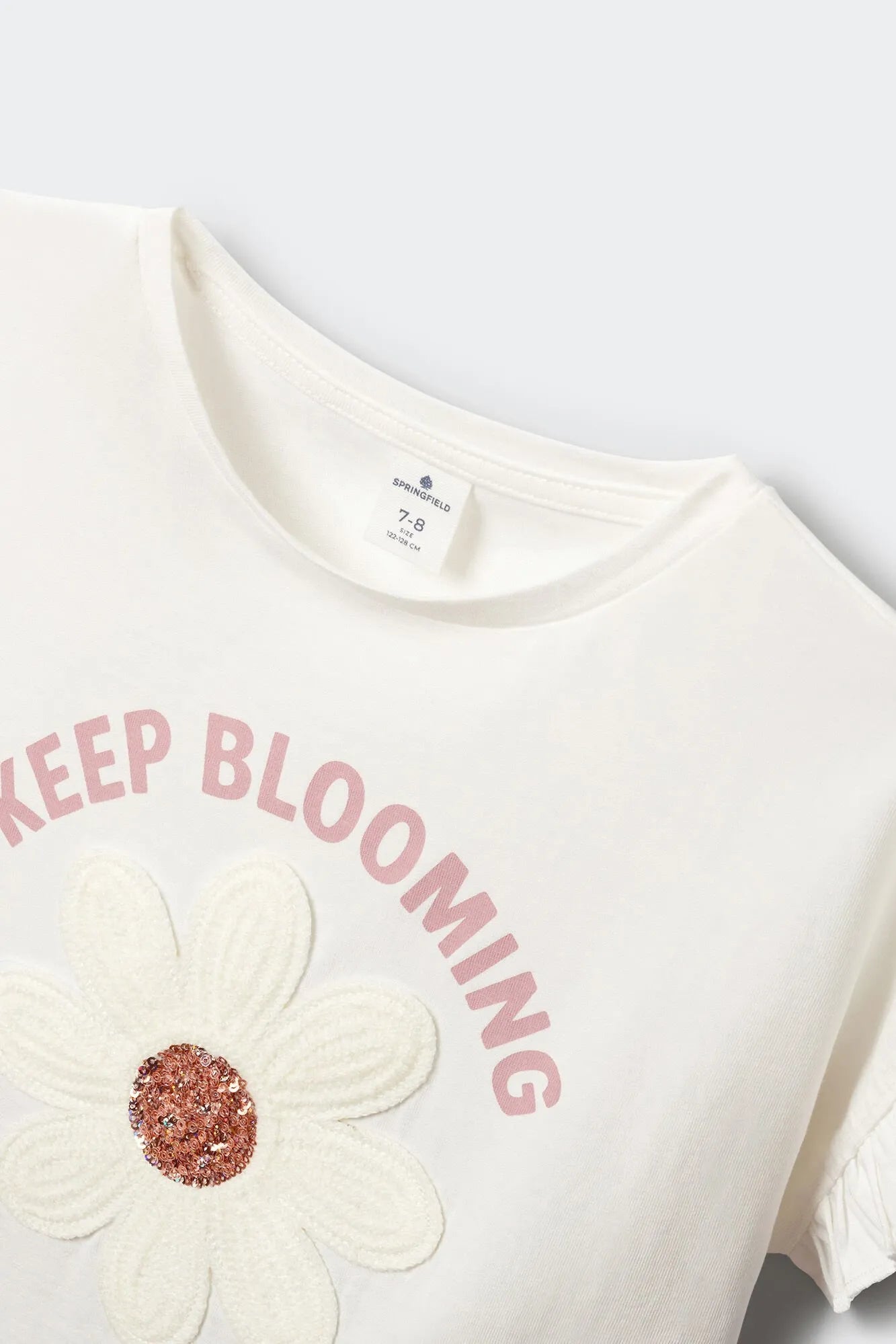 Springfield White Girls Blooming Short Sleeve T-Shirt SKU: 5283090_96 Image 03