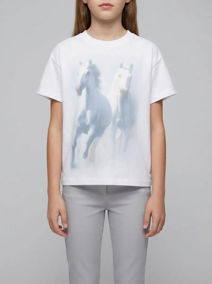 Springfield White Girls Short Sleeve Horse T-Shirt SKU: 5283097_99 Image 00