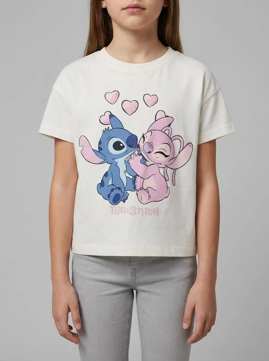 Springfield White Girls Short Sleeve Lilo &amp; Stich T-Shirt SKU: 5283099_96 Image 00