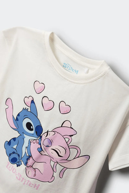 Springfield White Girls Short Sleeve Lilo &amp; Stich T-Shirt SKU: 5283099_96 Image 03
