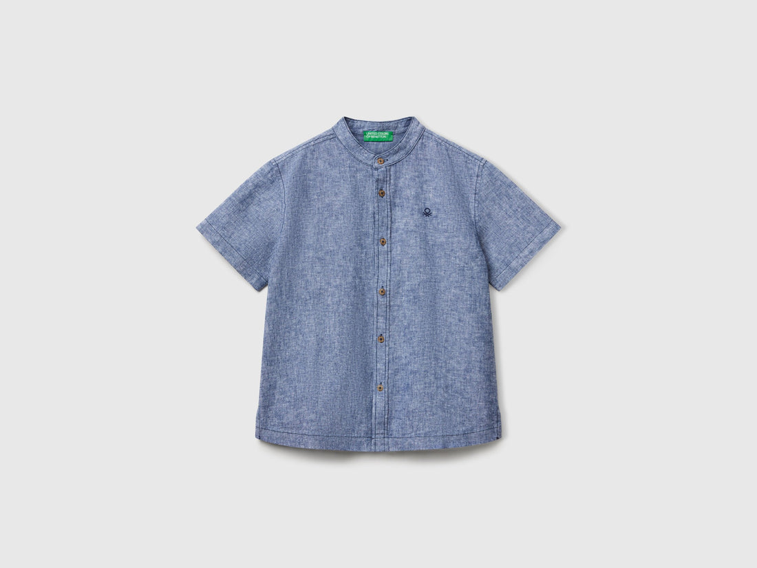 Benetton_Short Sleeve Mandarin Collar Shirt _52VMCQ03W_920_01