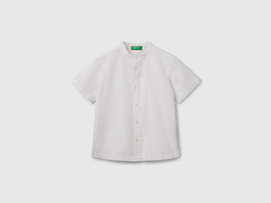 Benetton_Short Sleeve Mandarin Collar Shirt _52VMCQ03W_921_01