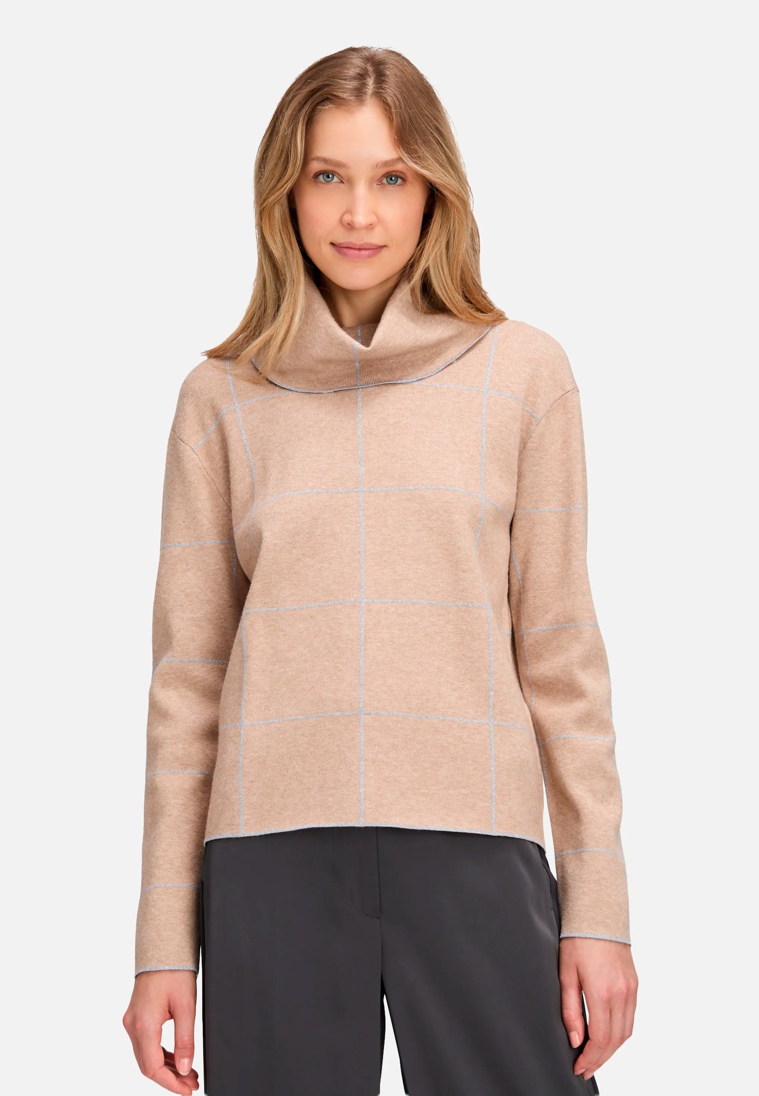 Betty Barclay_Patch Beige/Grey_Knit Sweater with Lurex Thread_5306-1588_7993_01