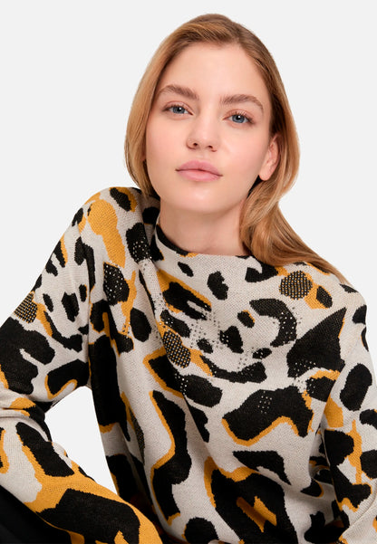 Betty Barclay_Patch Beige/Yellow_Knit Sweater with Jacquard_5324-1599_7921_06