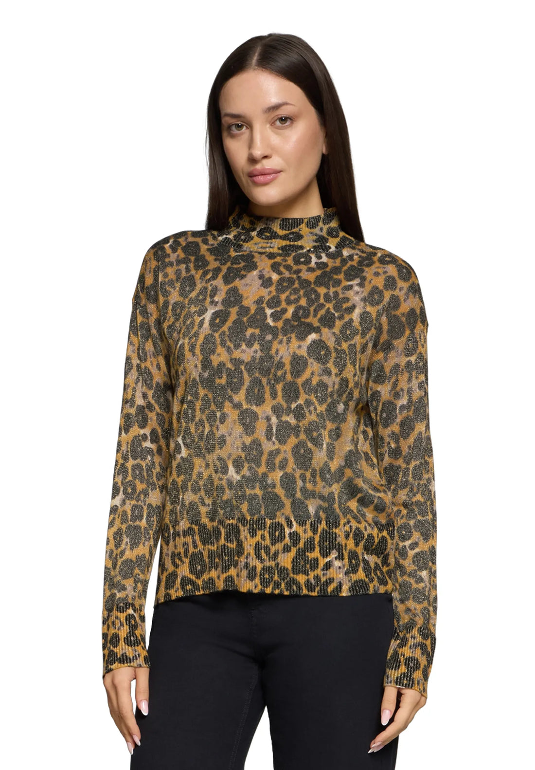 Betty Barclay_Taupe/Yellow_Fine Knit Sweater with Lurex Thread_5338-1639_7822_01