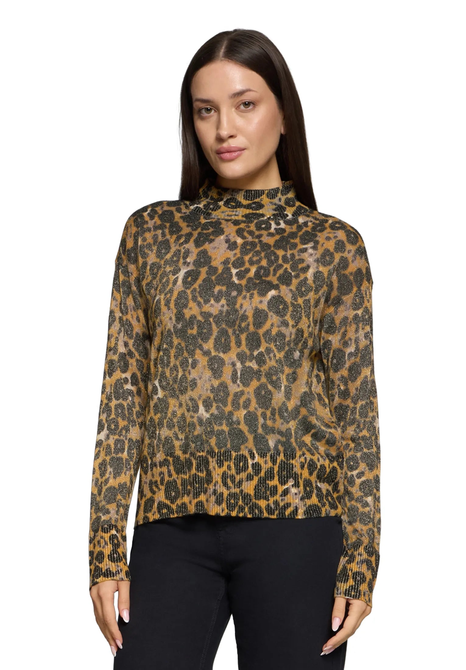 Betty Barclay_Taupe/Yellow_Fine Knit Sweater with Lurex Thread_5338-1639_7822_01