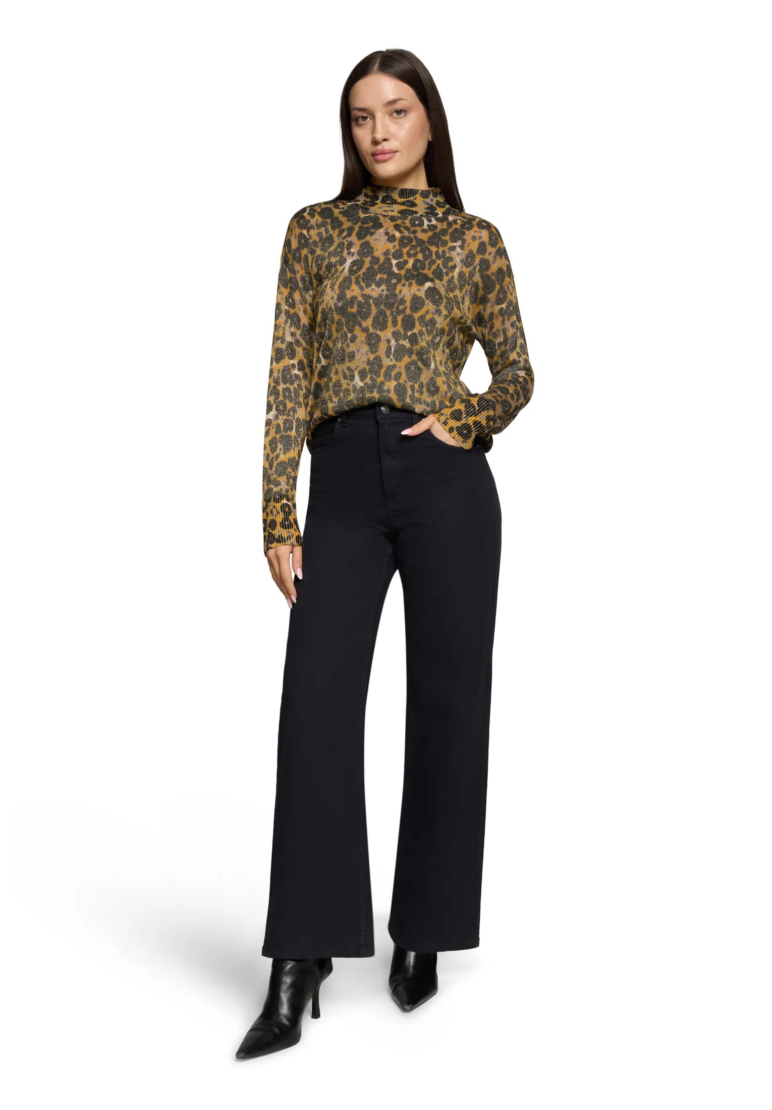 Betty Barclay_Taupe/Yellow_Fine Knit Sweater with Lurex Thread_5338-1639_7822_02