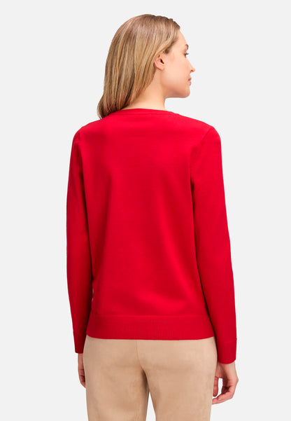 Betty Barclay_Red Scarlet_Basic Knit Sweater with a Round Neck_5342-2907_4635_03