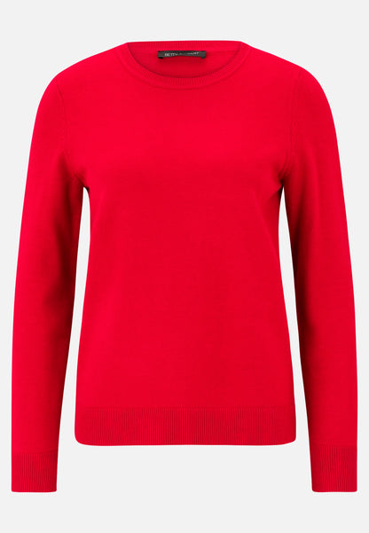 Betty Barclay_Red Scarlet_Basic Knit Sweater with a Round Neck_5342-2907_4635_04