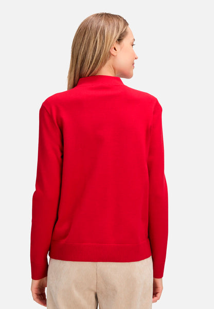 Betty Barclay_Red Scarlet_Basic Knit Sweater with Stand-Up Collar_5343-2907_4635_03