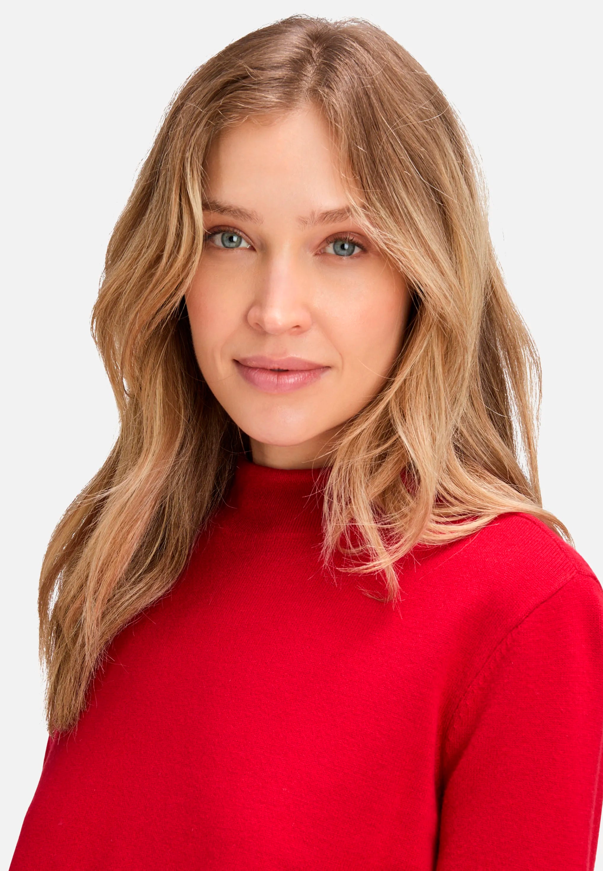 Betty Barclay_Red Scarlet_Basic Knit Sweater with Stand-Up Collar_5343-2907_4635_07