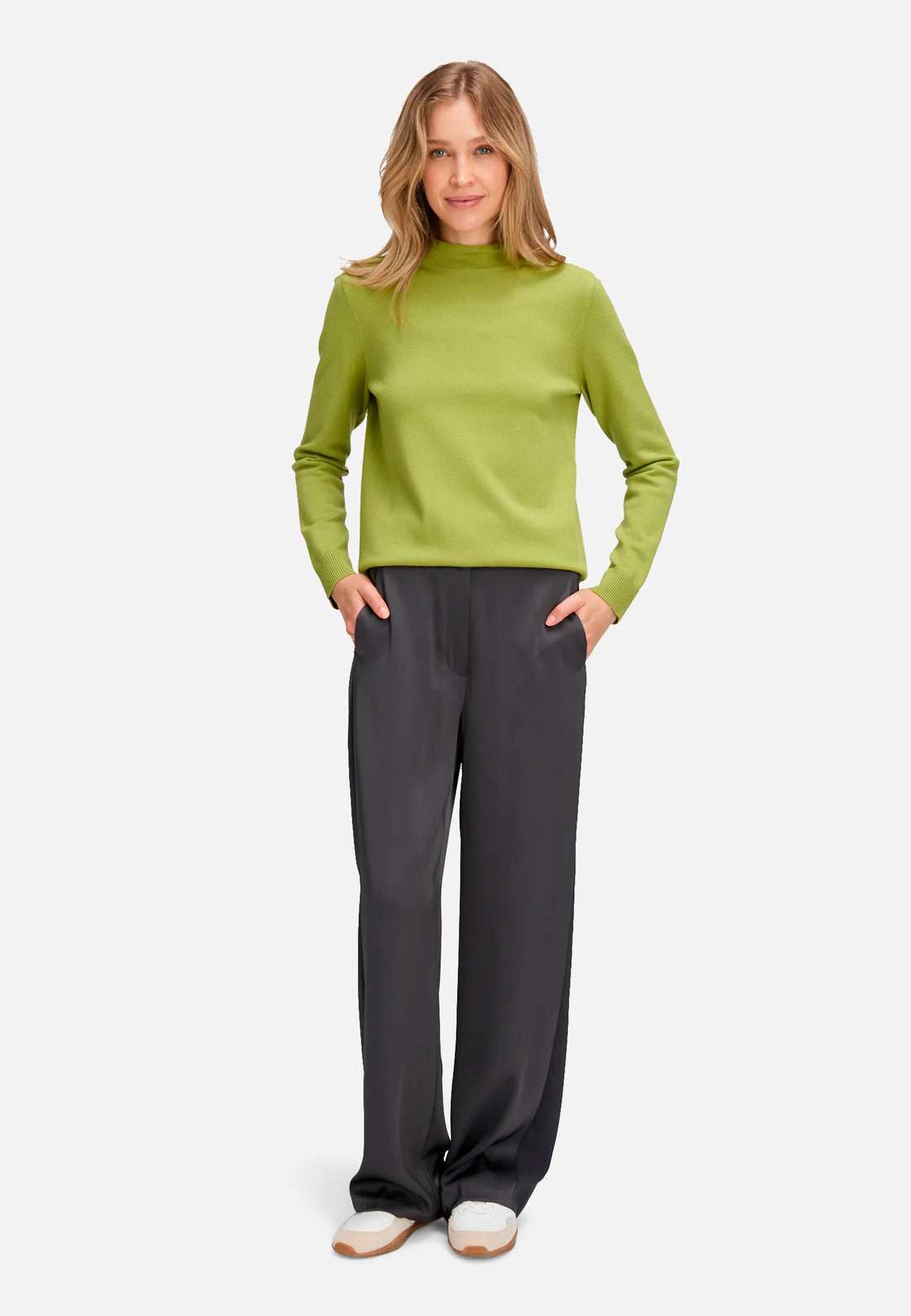 Betty Barclay_Green_Basic Knit Sweater with Stand-Up Collar_5343-2907_5436_02