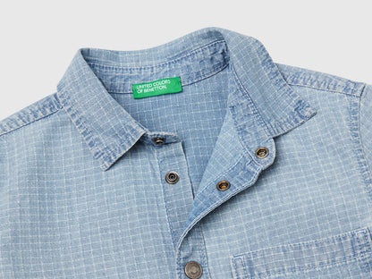 Benetton_Check Shirt in Pure Cotton_53Z9GQ02P_902_03
