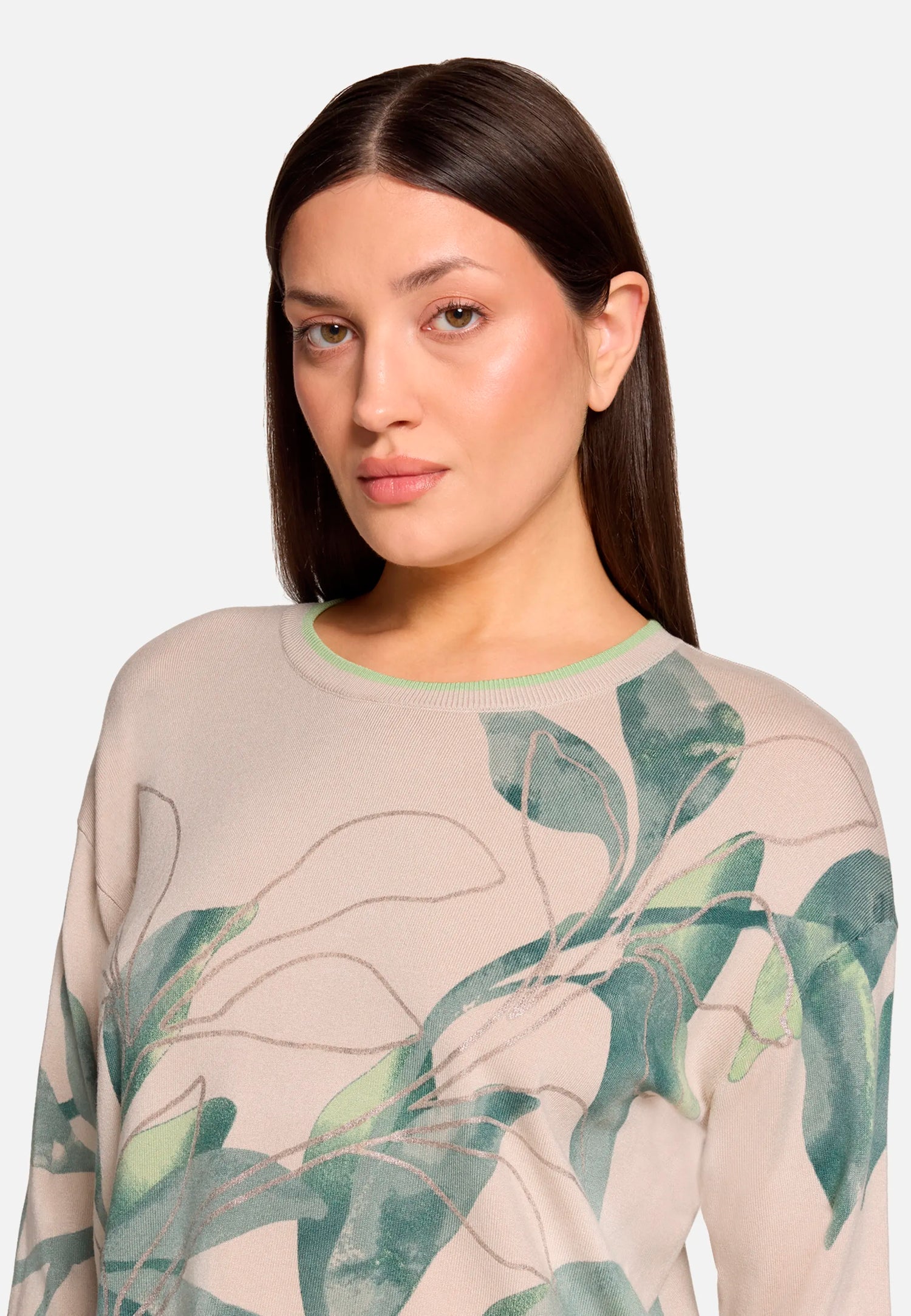 Betty Barclay Beige/Green Women Printed Knit Sweater SKU: 5412-1809_7856 Image 07