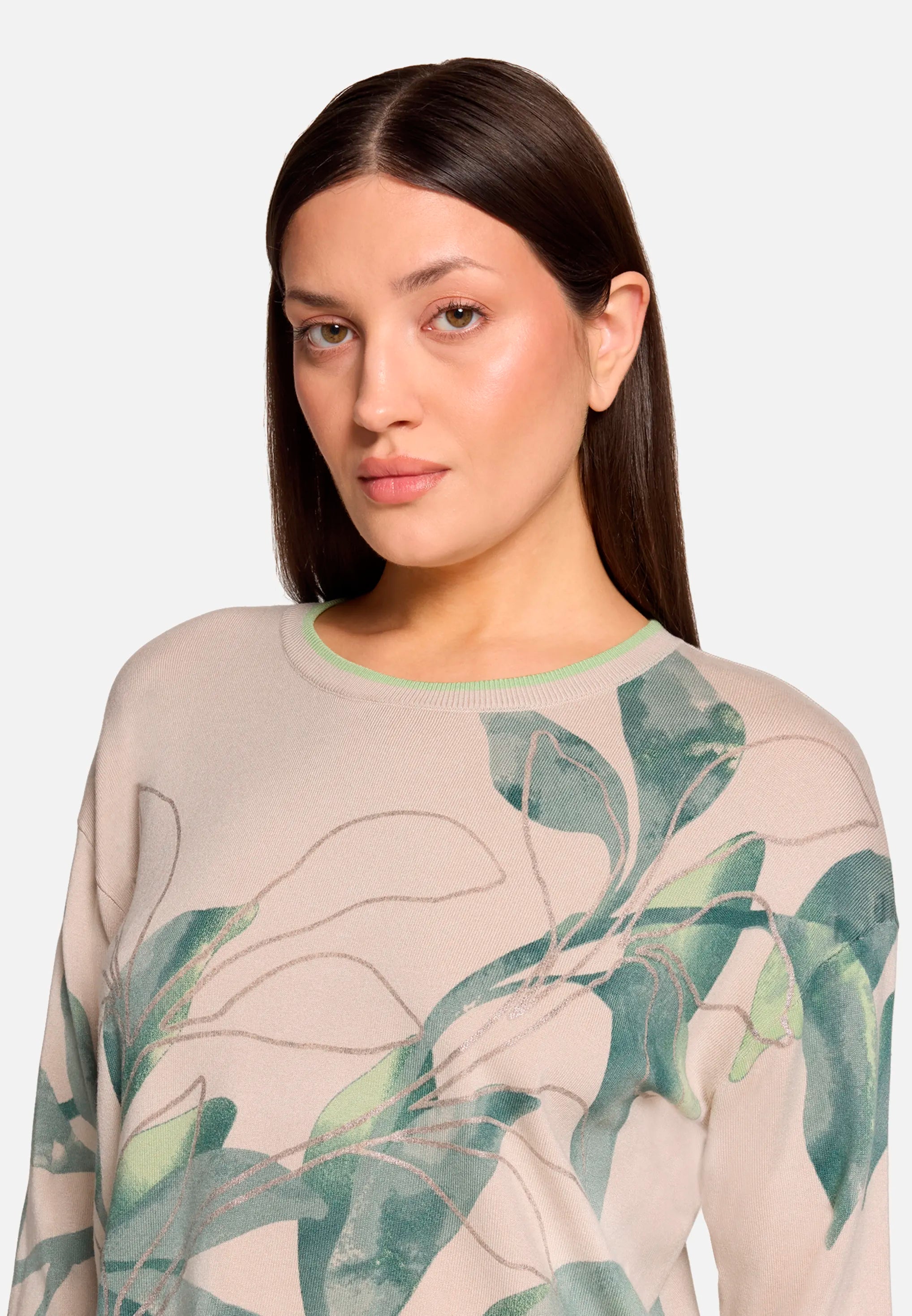 Betty Barclay Beige/Green Women Printed Knit Sweater SKU: 5412-1809_7856 Image 07