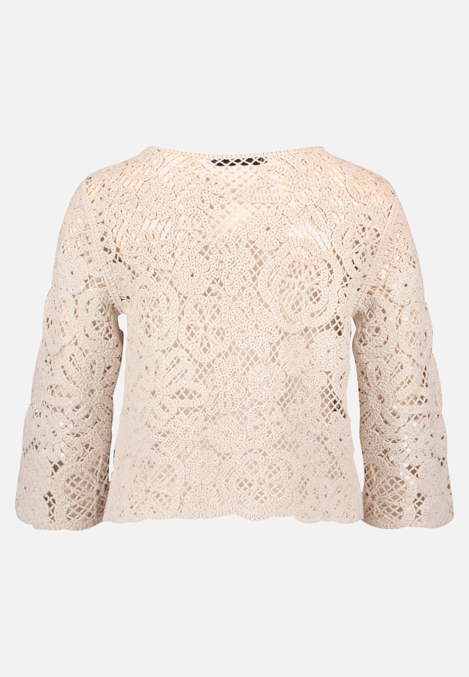 Betty Barclay Light Beige Women Open-Knit Sweater with Boat Neck SKU: 5437-1912_9106 Image 05