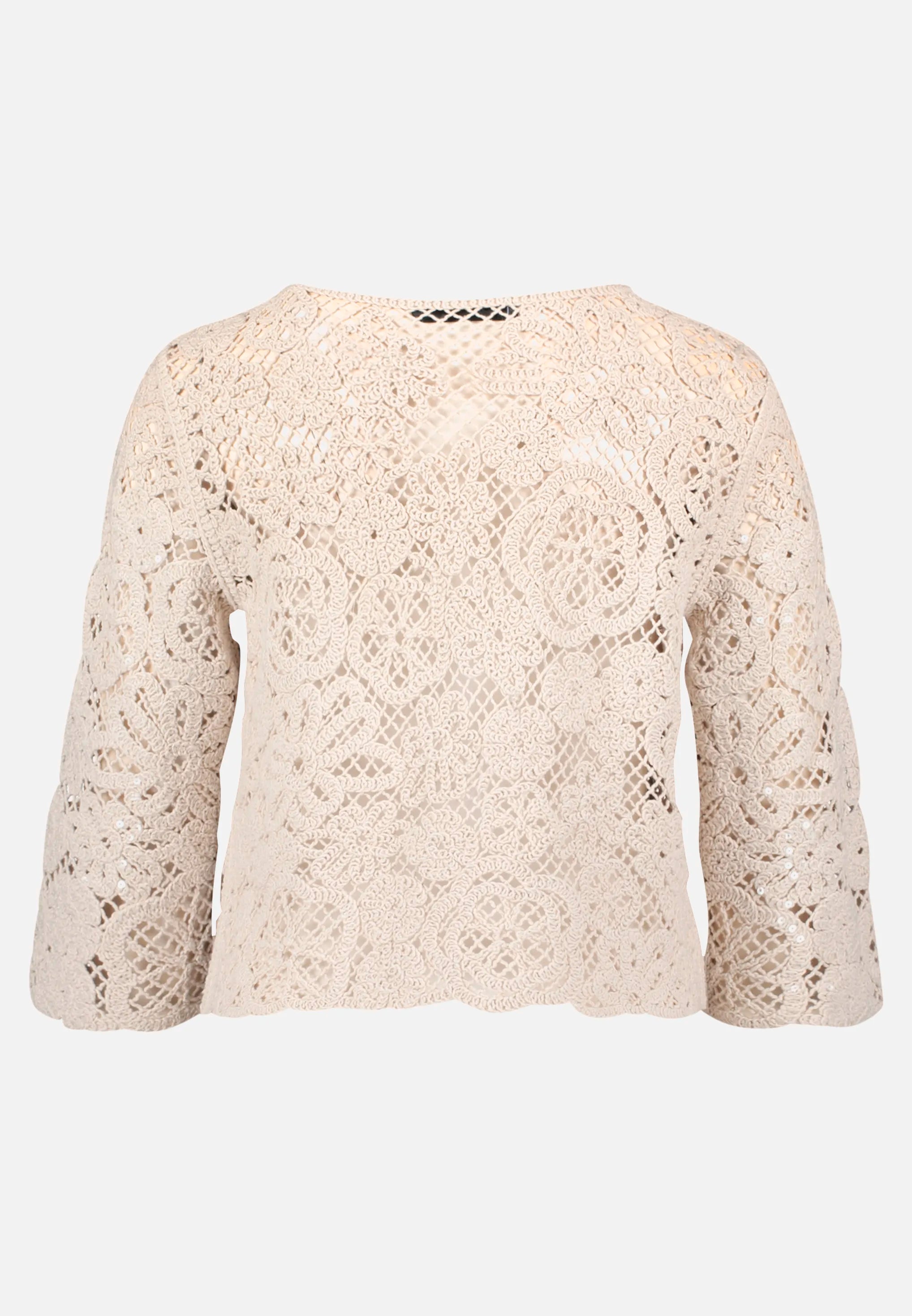 Betty Barclay Light Beige Women Open-Knit Sweater with Boat Neck SKU: 5437-1912_9106 Image 05