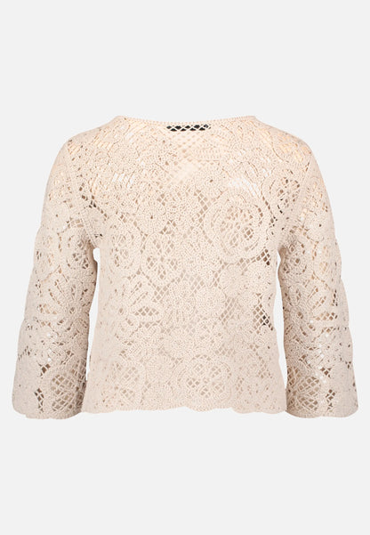 Betty Barclay Light Beige Women Open-Knit Sweater with Boat Neck SKU: 5437-1912_9106 Image 05