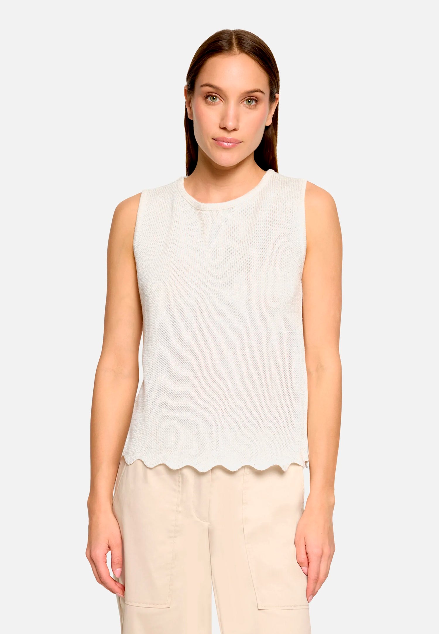 Betty Barclay Offwhite Women Sleeveless Knitted Top SKU: 5451-2017_1014 Image 01