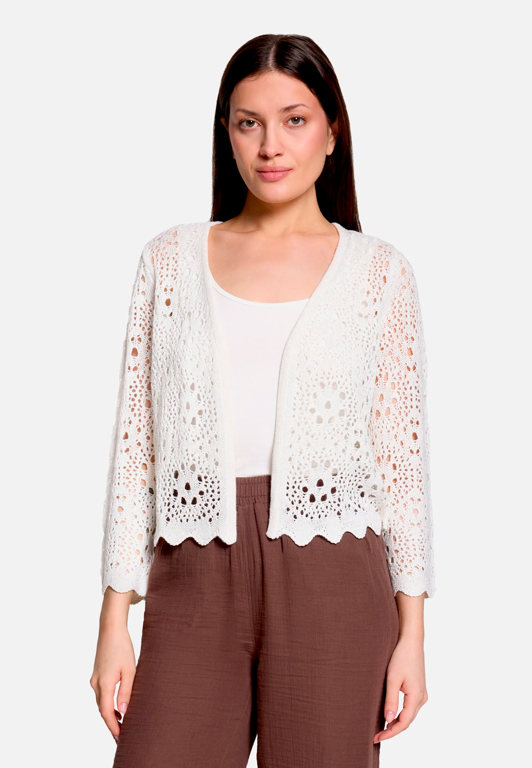 Betty Barclay Offwhite Women Summer Cardigan with 3/4 Sleeves SKU: 5452-2017_1014 Image 01