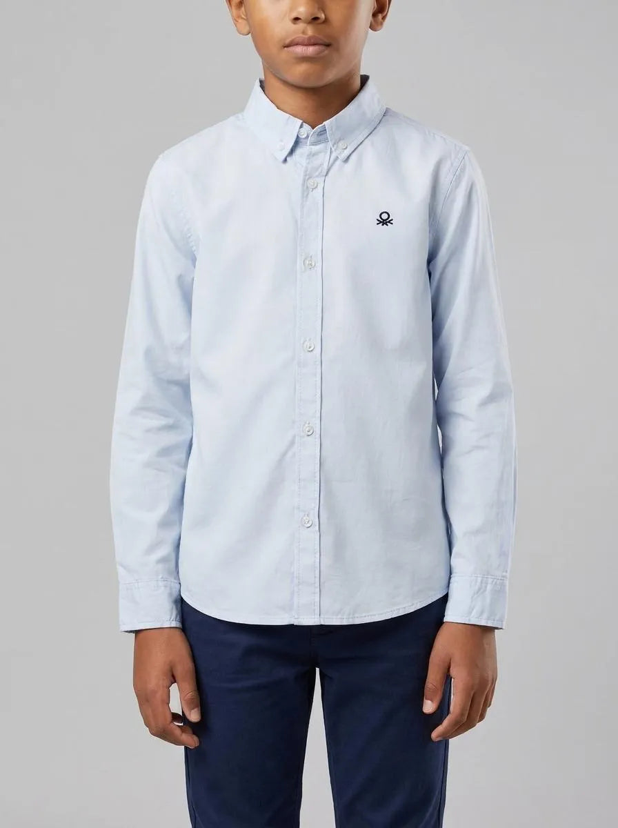 Benetton Sky Blue Boys Sky Blue Button-Down Shirt SKU: 54AZCQ00R_081 Image 00