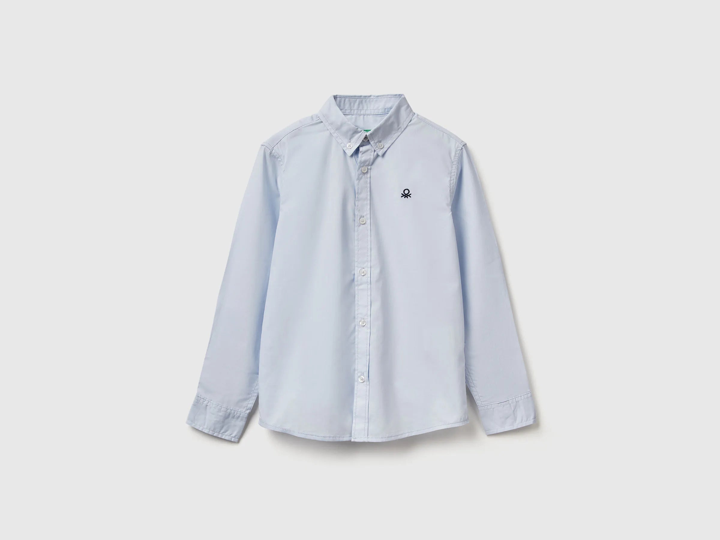 Benetton Sky Blue Boys Sky Blue Button-Down Shirt SKU: 54AZCQ00R_081 Image 01