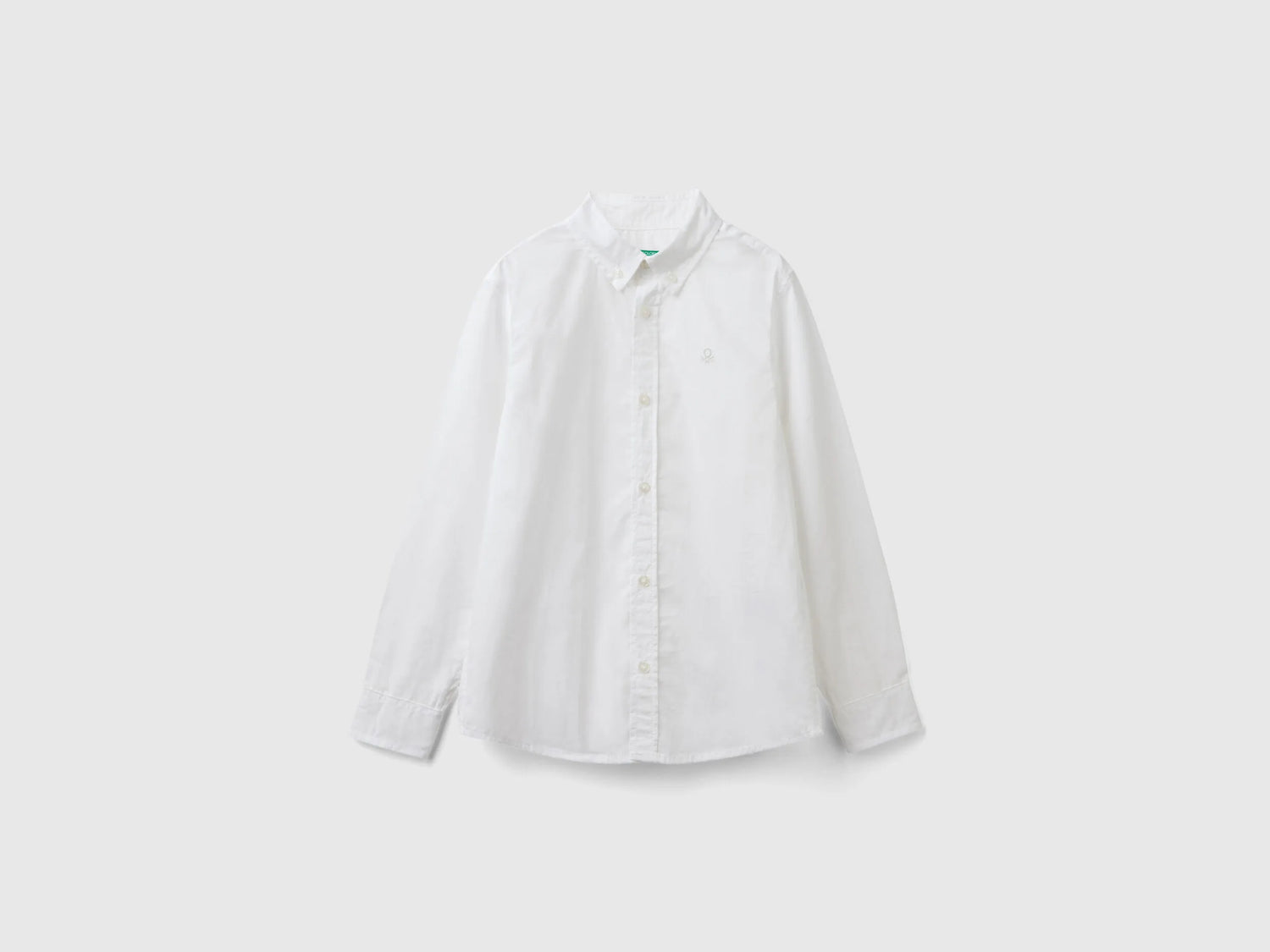 Benetton White Boys White Button-Down Shirt SKU: 54AZCQ00R_101 Image 01