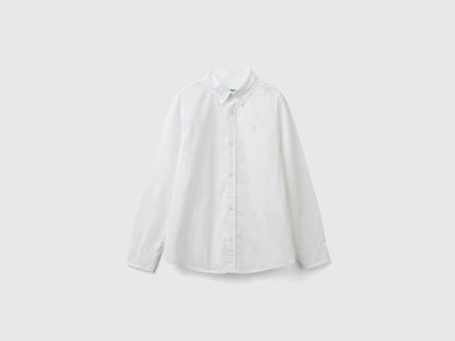 Benetton White Boys White Button-Down Shirt SKU: 54AZCQ00R_101 Image 01