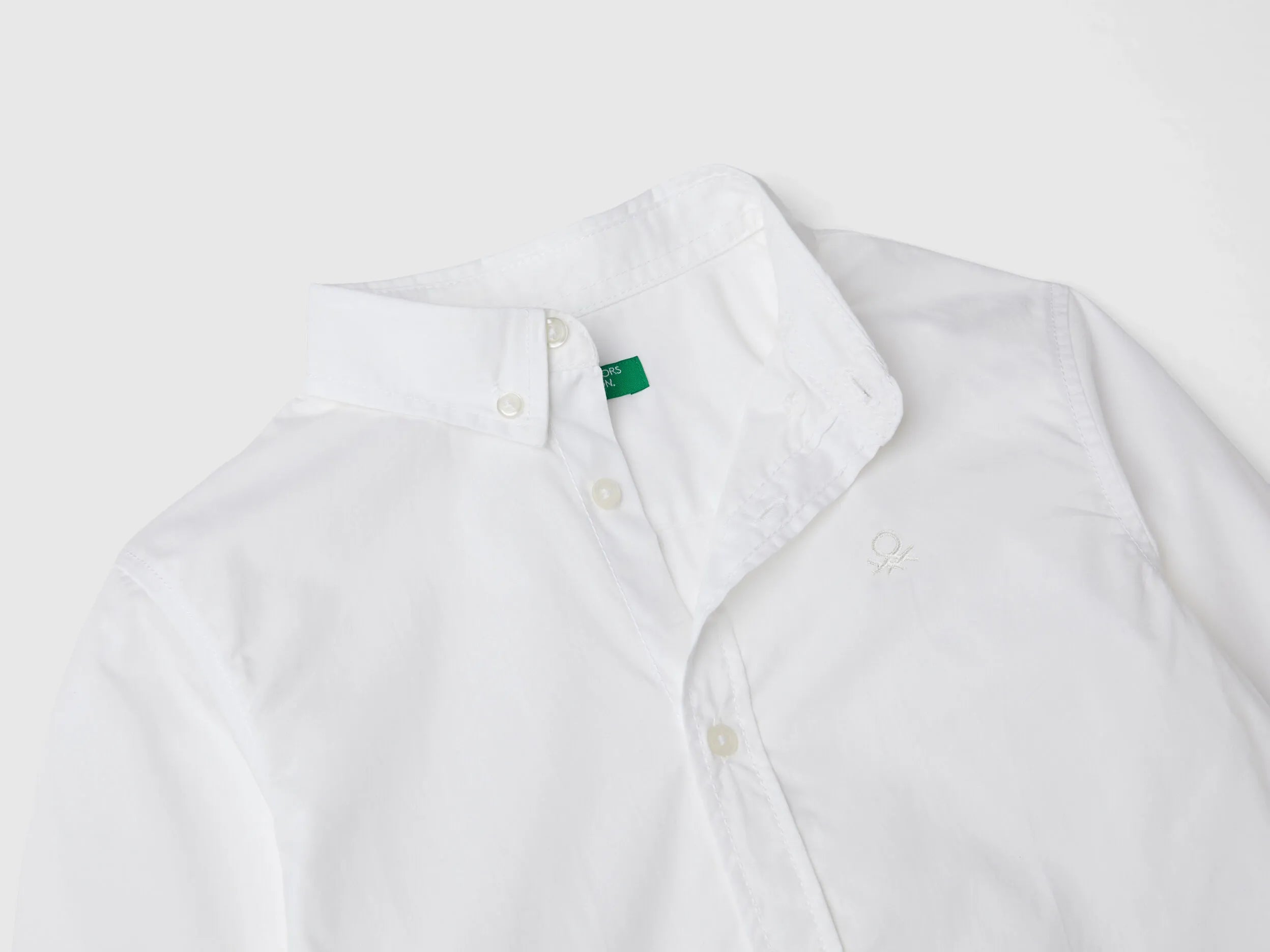 Benetton White Boys White Button-Down Shirt SKU: 54AZCQ00R_101 Image 03