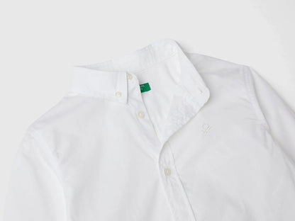 Benetton White Boys White Button-Down Shirt SKU: 54AZCQ00R_101 Image 03