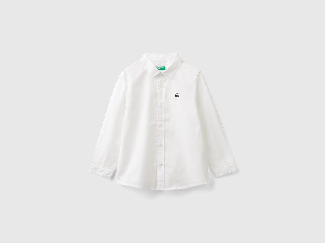 Benetton_White_White Shirt in Pure Cotton_54AZGQ00J_101_01
