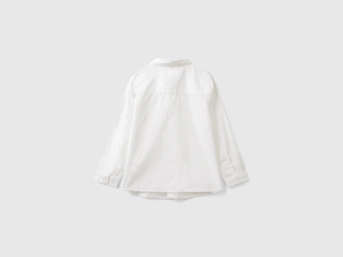 Benetton White Boys White Shirt in Pure Cotton SKU: 54AZGQ00J_101 Image 02
