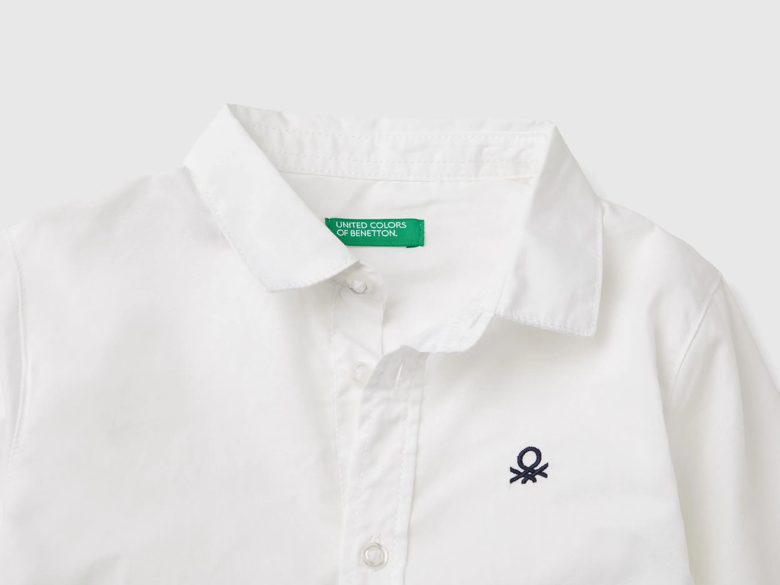Benetton White Boys White Shirt in Pure Cotton SKU: 54AZGQ00J_101 Image 03