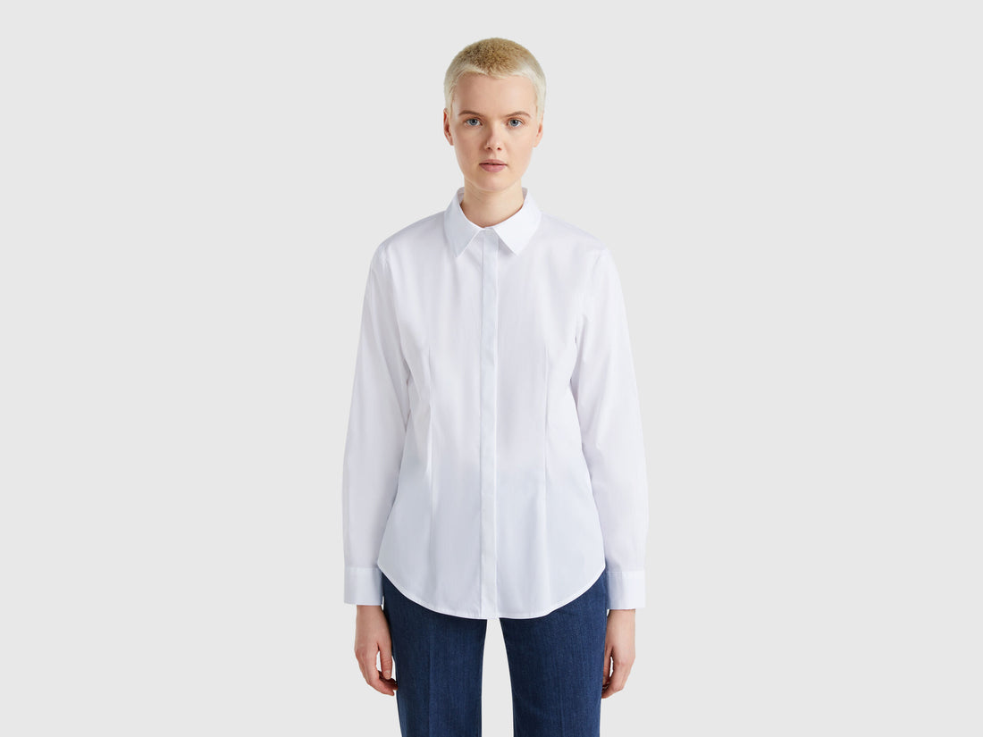 Benetton_Shirt in Stretch Cotton Blend_54KXDQ03B_101_01