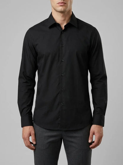 Benetton Black Men Slim Fit Shirt SKU: 551MUQ049_100 Image 00