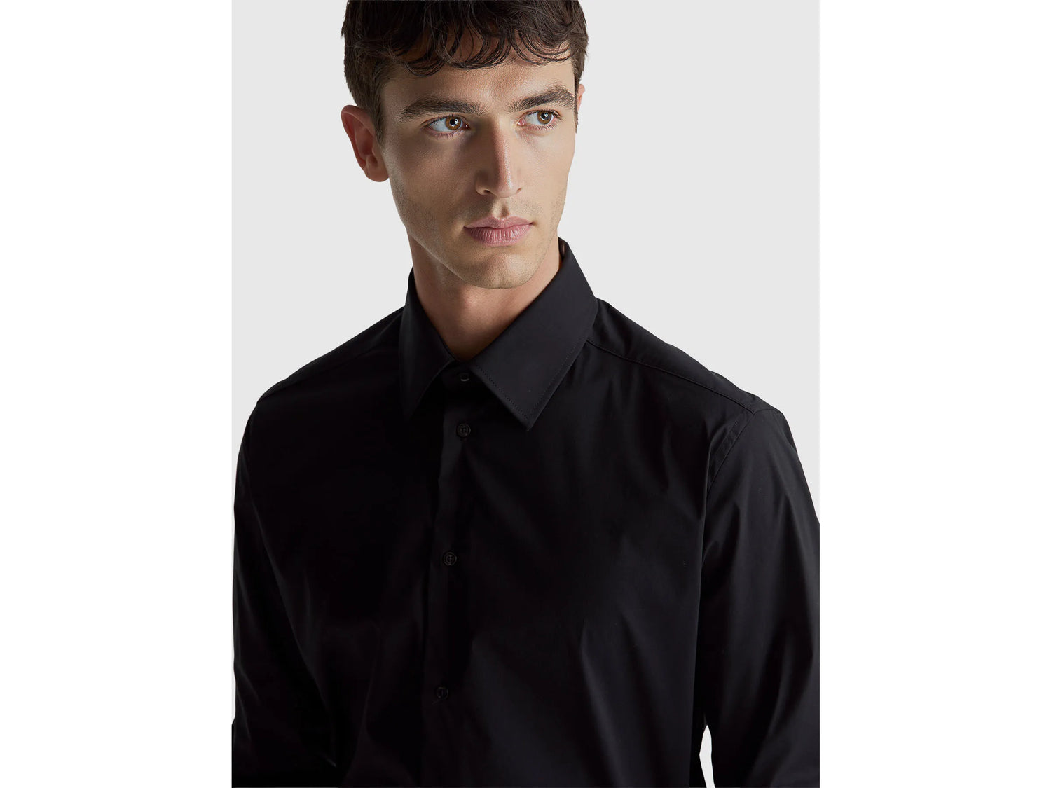 Benetton Black Men Slim Fit Shirt SKU: 551MUQ049_100 Image 04