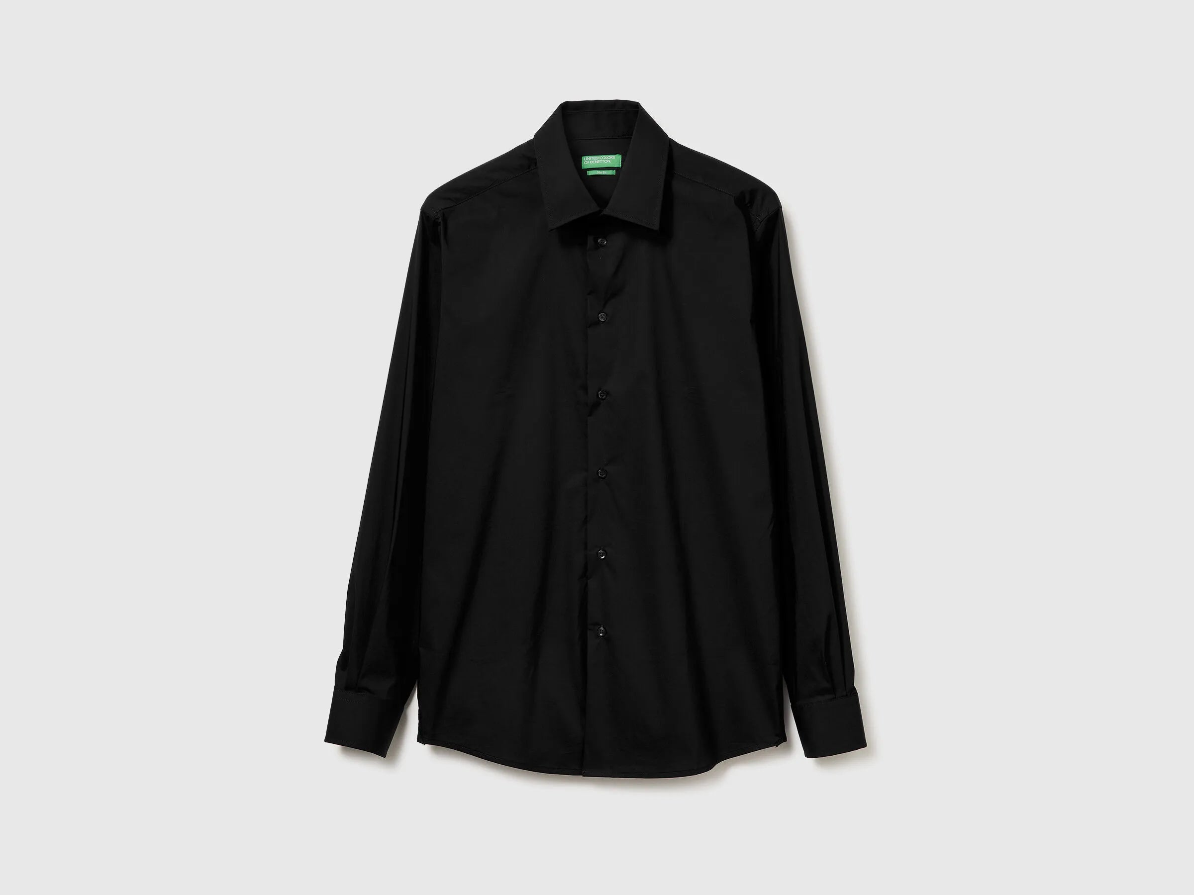 Benetton Black Men Slim Fit Shirt SKU: 551MUQ049_100 Image 05