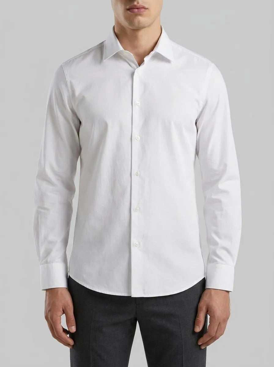 Benetton White Men Slim Fit Shirt SKU: 551MUQ049_101 Image 00