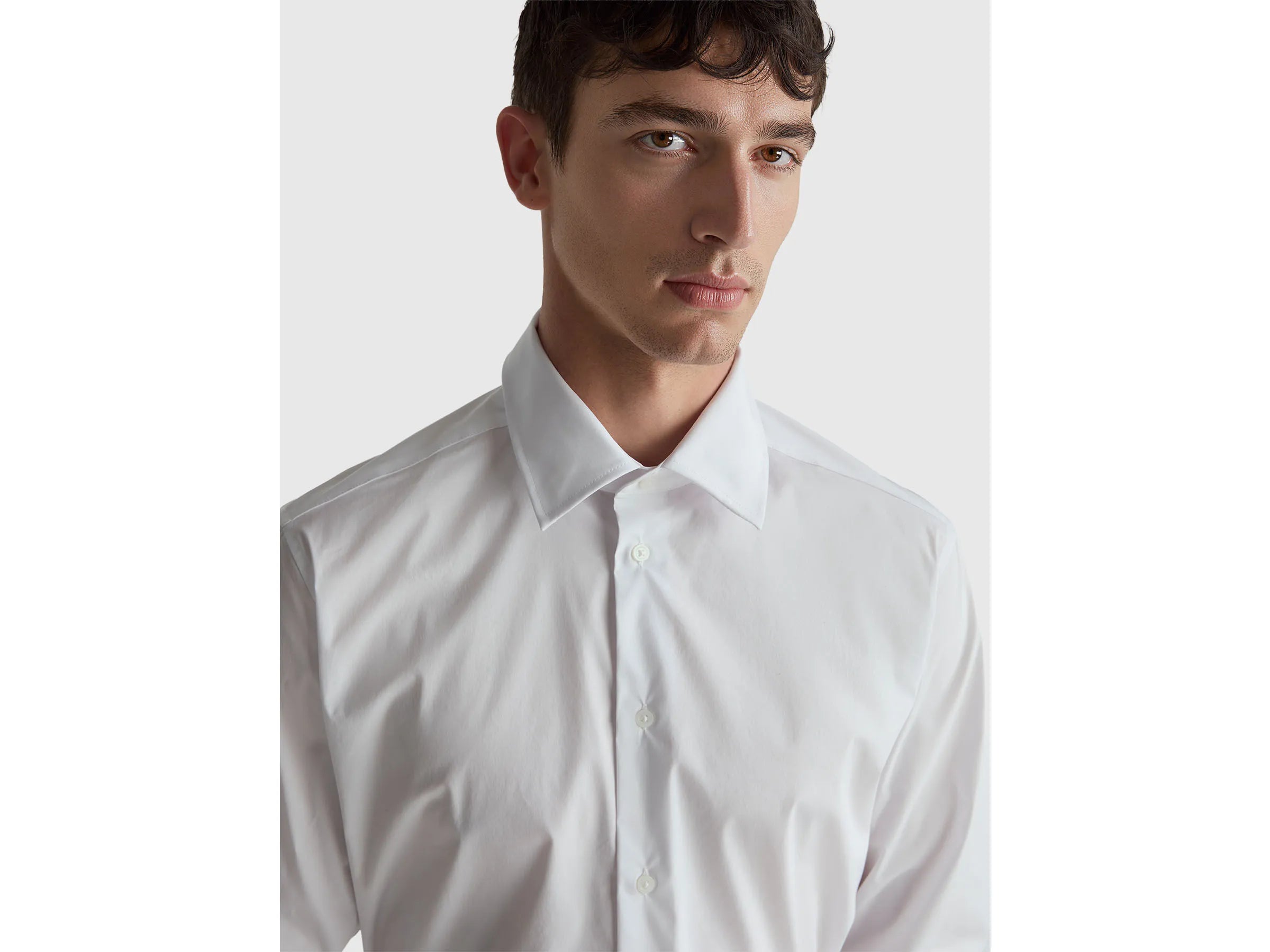 Benetton White Men Slim Fit Shirt SKU: 551MUQ049_101 Image 04