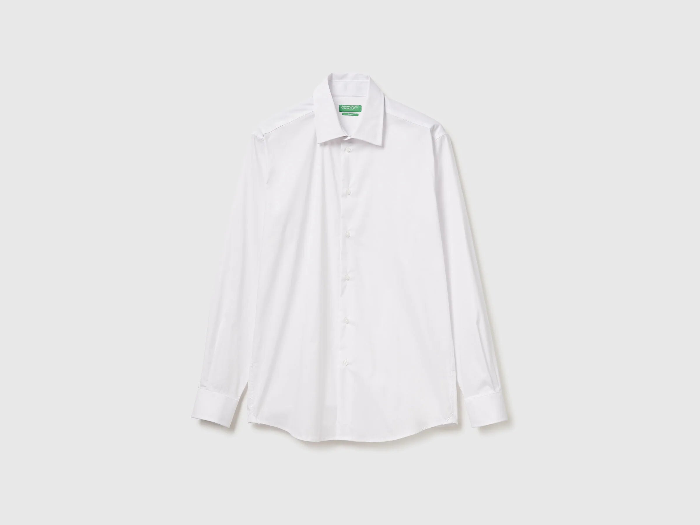 Benetton White Men Slim Fit Shirt SKU: 551MUQ049_101 Image 05
