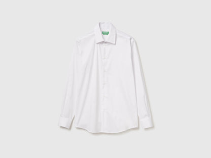 Benetton White Men Slim Fit Shirt SKU: 551MUQ049_101 Image 05