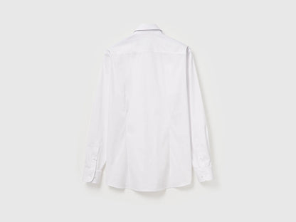 Benetton White Men Slim Fit Shirt SKU: 551MUQ049_101 Image 06