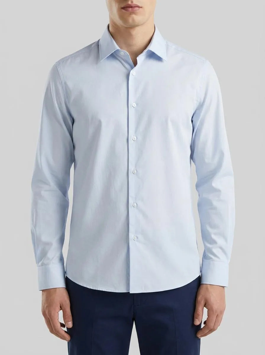 Benetton Light Blue Men Slim Fit Shirt SKU: 551MUQ049_30J Image 00