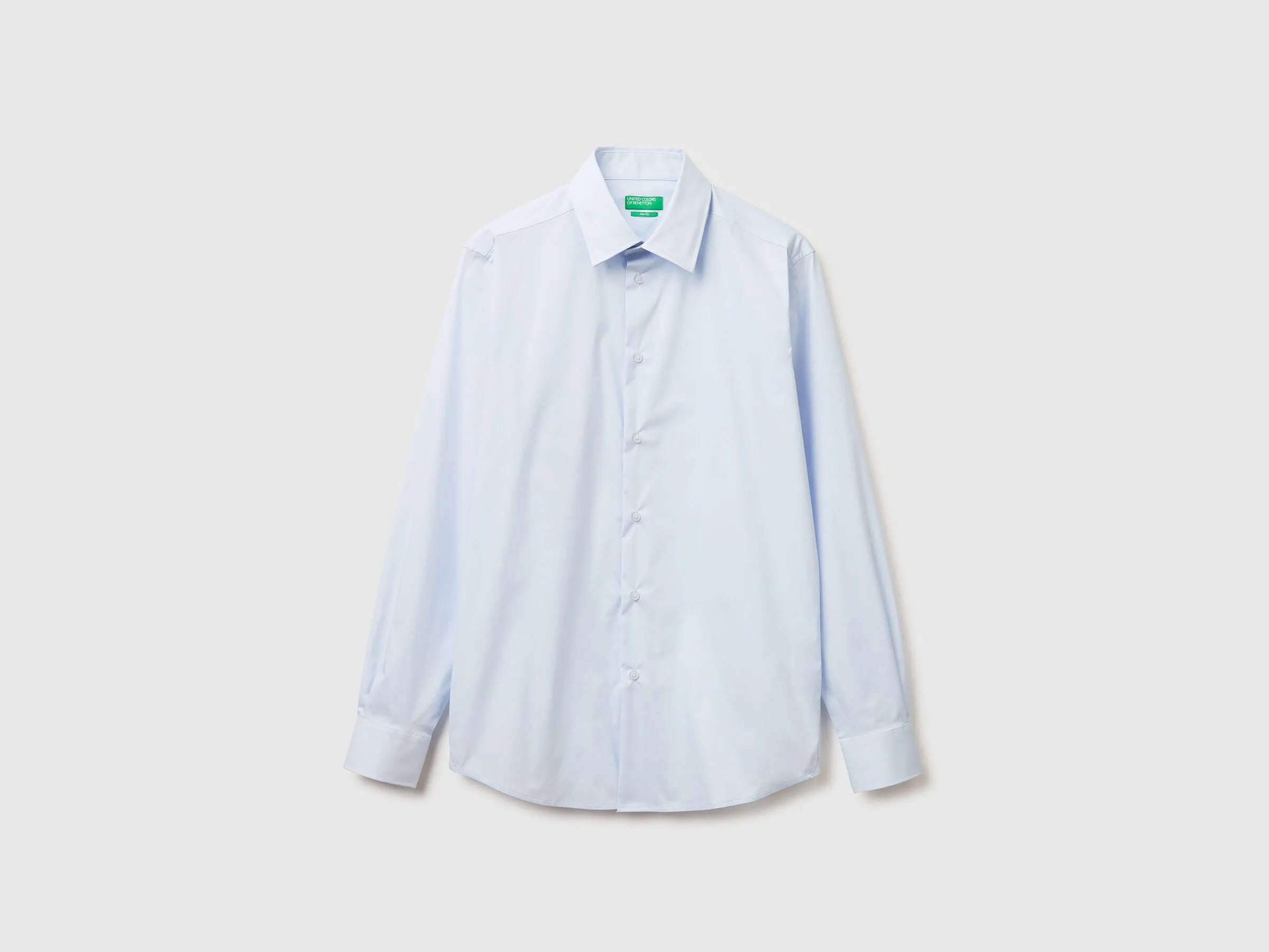 Benetton Light Blue Men Slim Fit Shirt SKU: 551MUQ049_30J Image 01