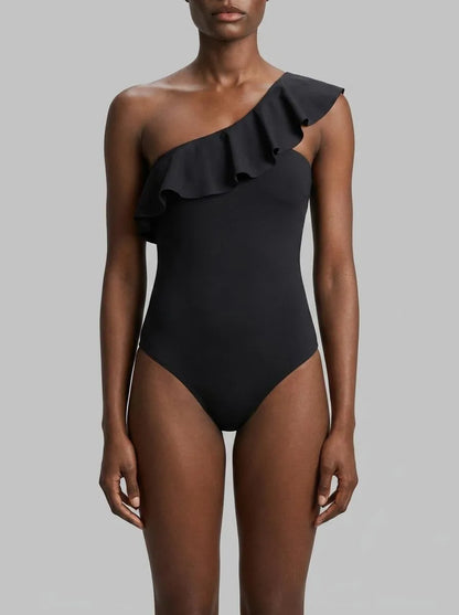Women Secret_Black_Black Asymmetric Ruffle Shaping Swimwear_5523296_01_00