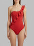 Women Secret_Orange_Orange Shaping Asymmetric Ruffle Swimwear_5523303_64_00