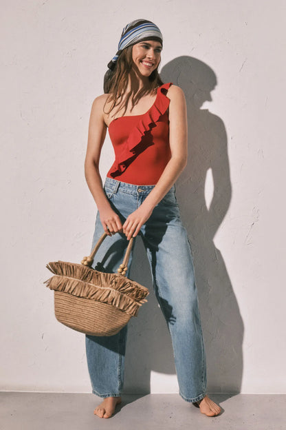 Women Secret_Orange_Orange Shaping Asymmetric Ruffle Swimwear_5523303_64_03